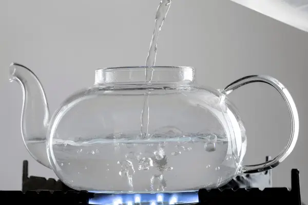 water boiling on gas stove